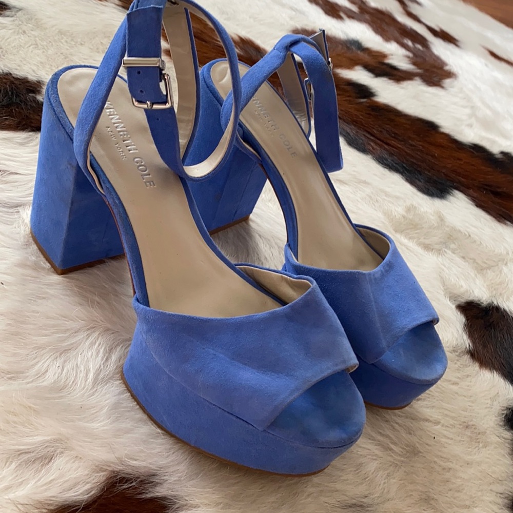 Beautiful blue suede retro heels. Barely worn.